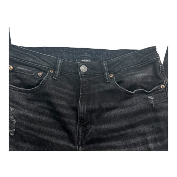 American Eagle AirFlex Ripped Skinny Jeans Black Wash Stretchy Size 31W x 32L - Picture 5 of 16
